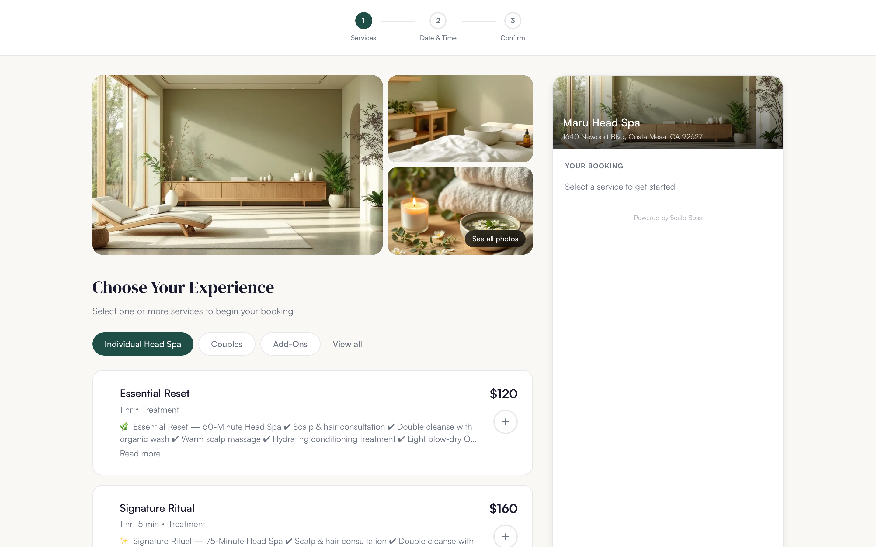Scalp Boss — Branded booking page