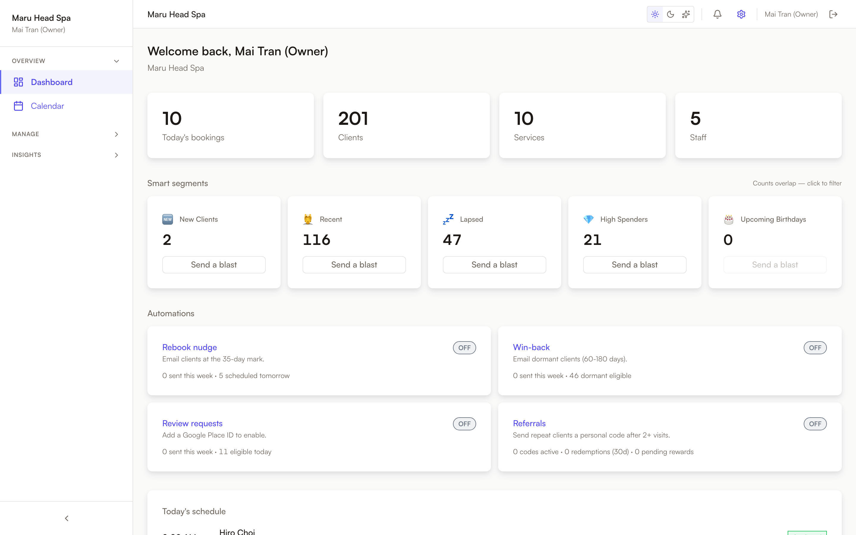 The Scalp Boss dashboard