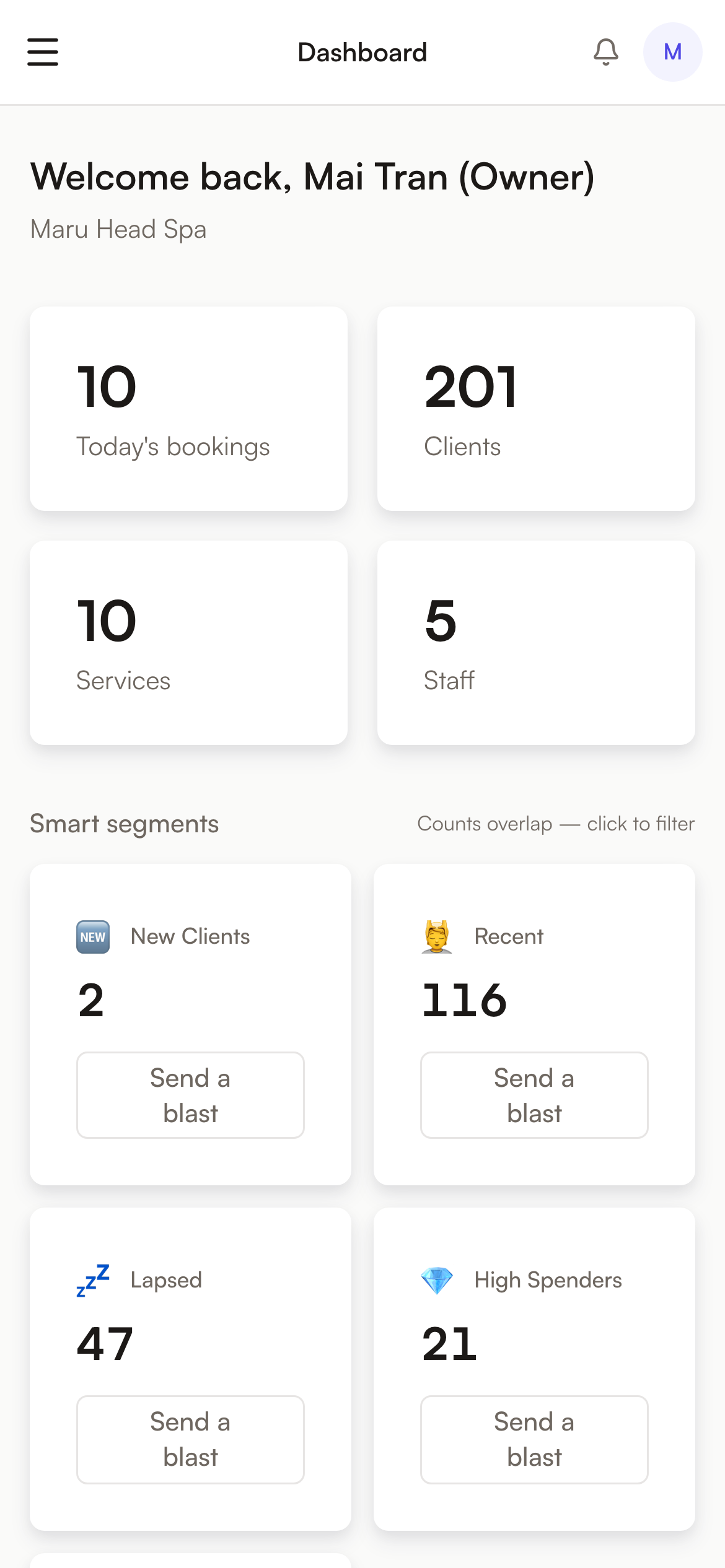 Scalp Boss on mobile — Dashboard